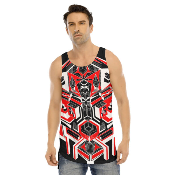 Cubic Flowconium Men's Curved Hem Long Tank Top